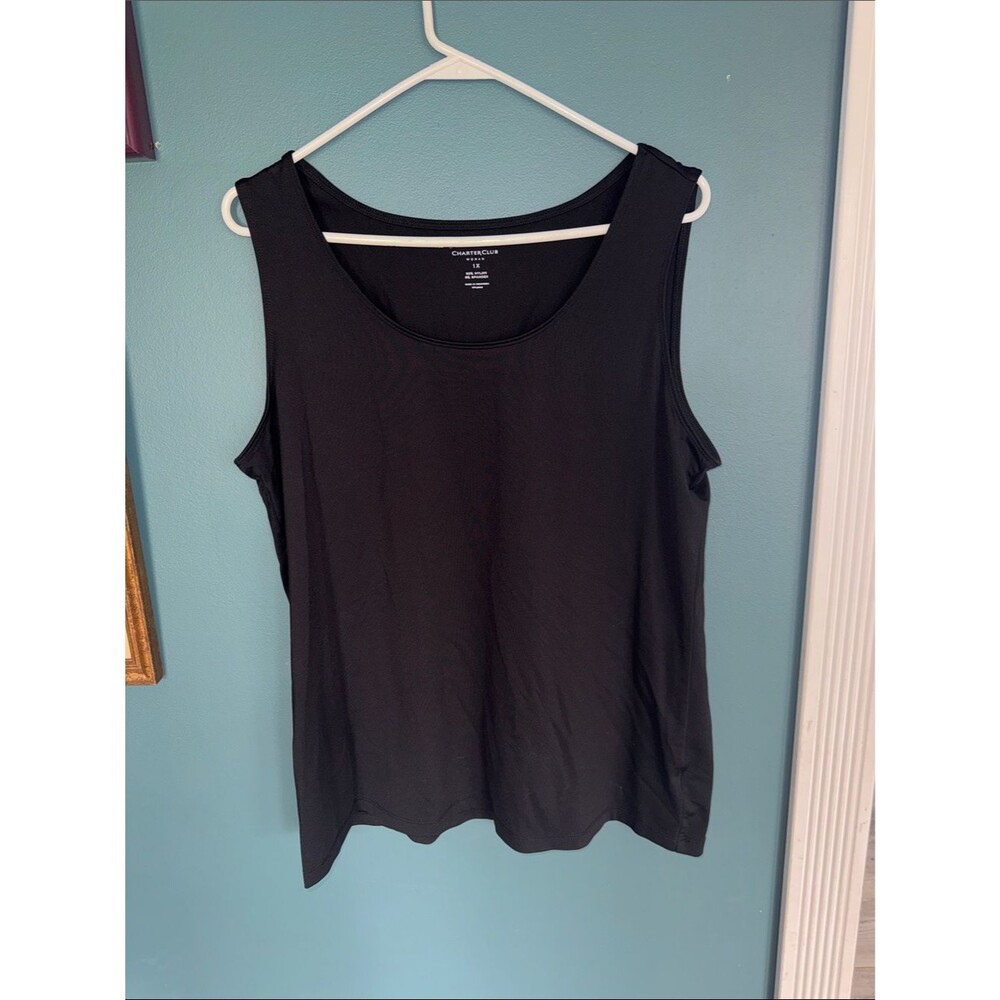 Charter Club Black Scoop Neck Tank Top